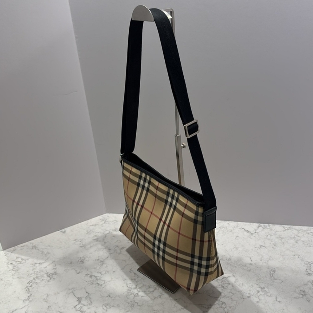 Vintage Burberry Multi Canvas Nova Check Adjustable Crossbody Purse Handbag - Picture 7 of 9